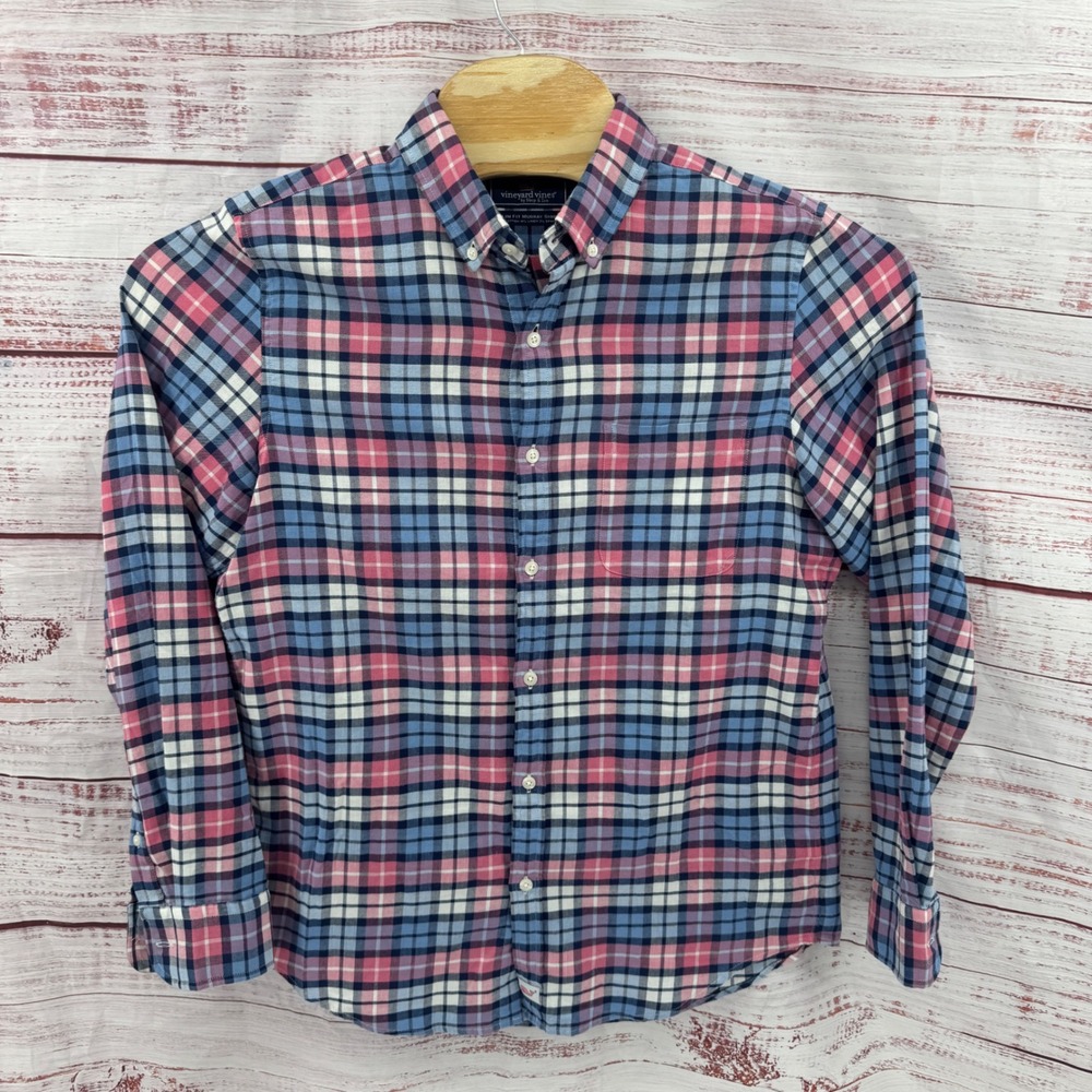 Vineyard Vines Shirt Mens Medium Slim Fit Murray Cotton Linen Blend Casual